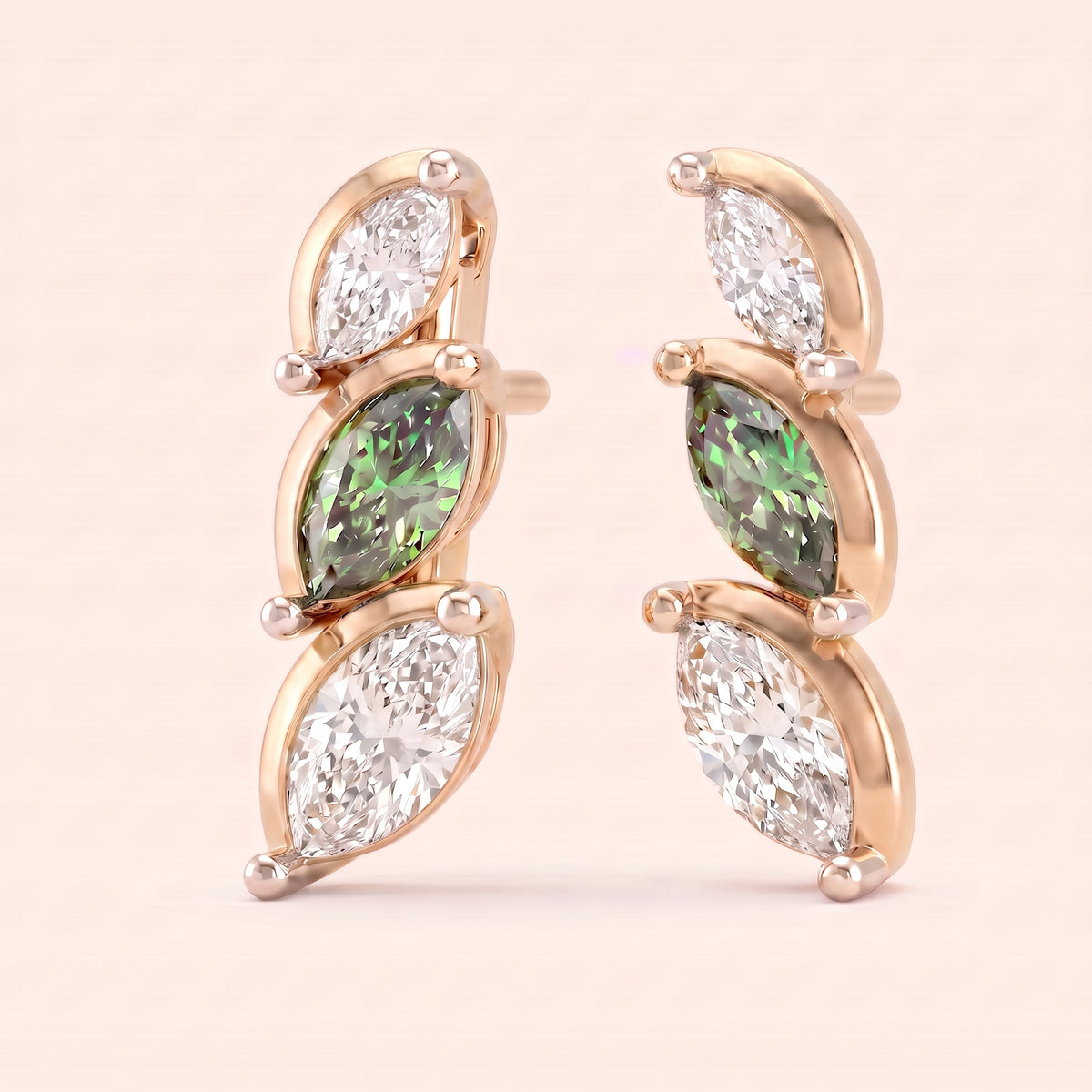 Fern lab-grown diamond earrings, view 4