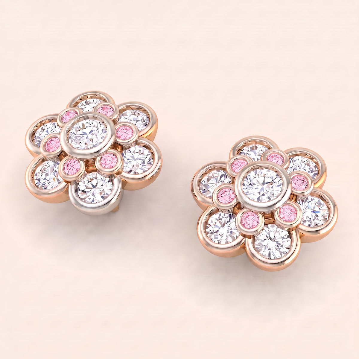 Sakura lab-grown diamond earrings, view 3