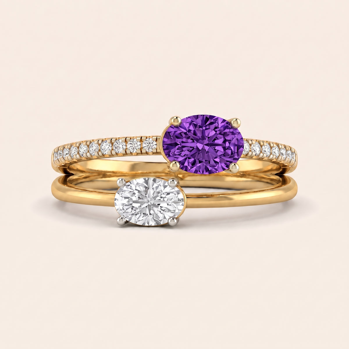 Violet lab-grown diamond ring