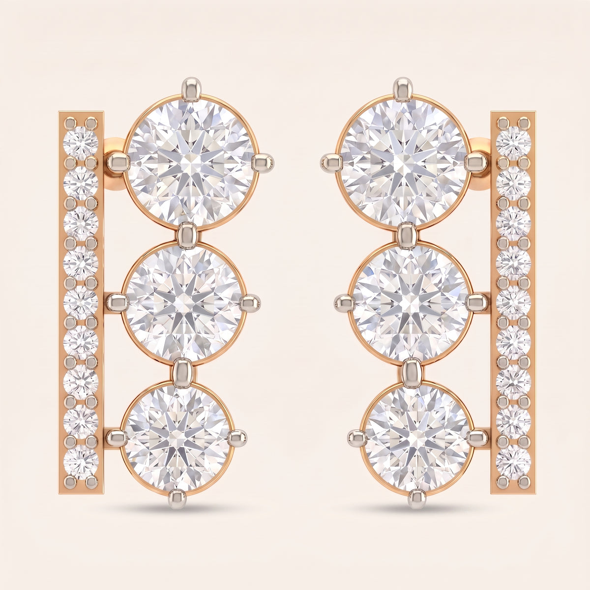 Tower lab-grown diamond earrings, view 3