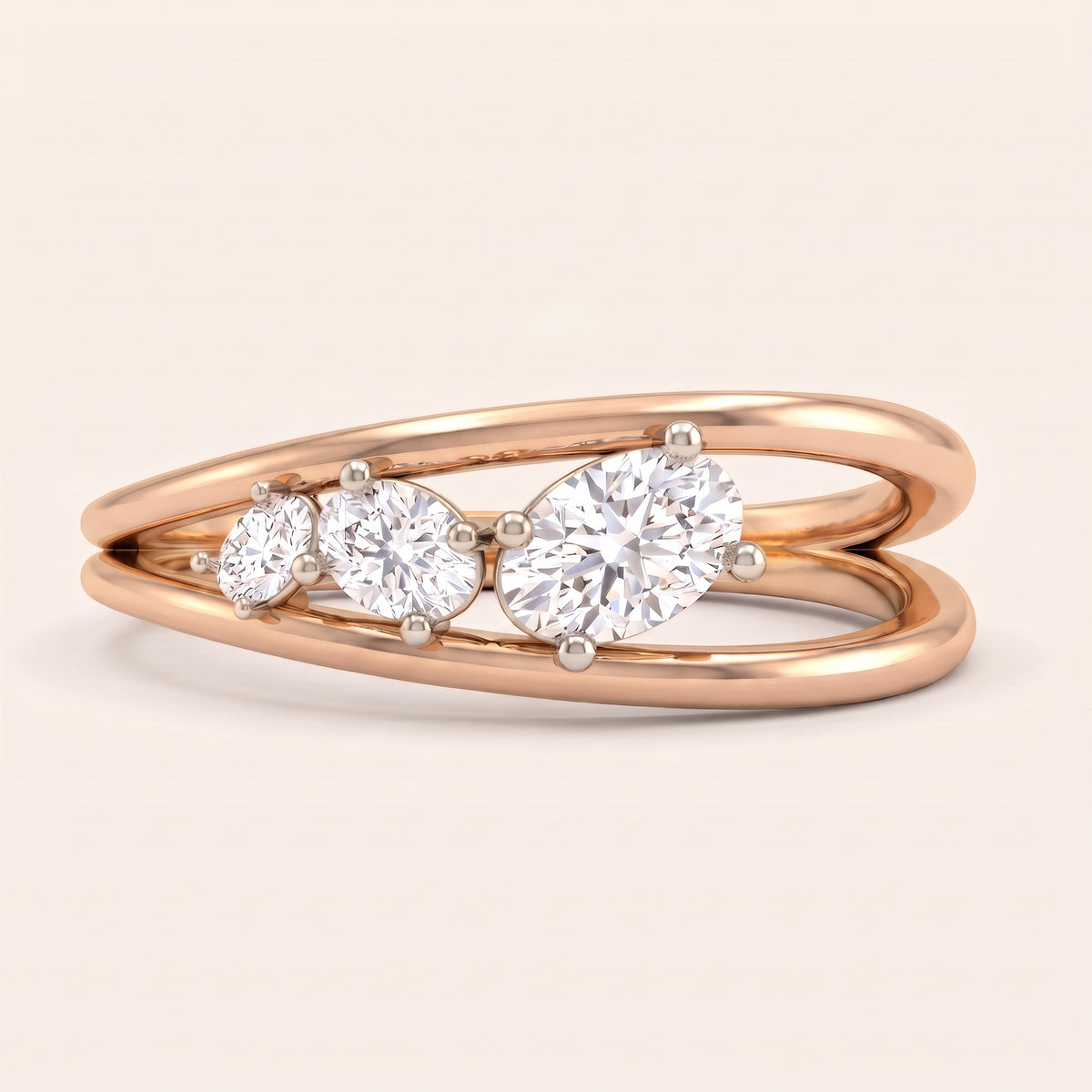 Wishbone lab-grown diamond ring, view 7
