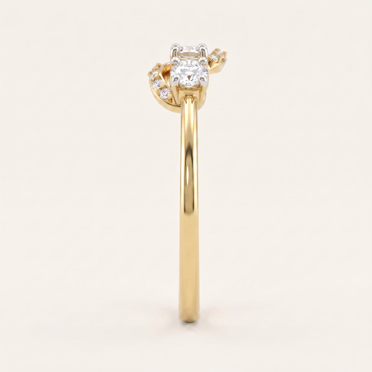Trefoil lab-grown diamond ring, view 2