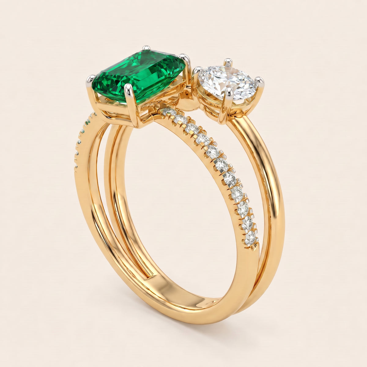 Jade lab-grown diamond ring, view 2