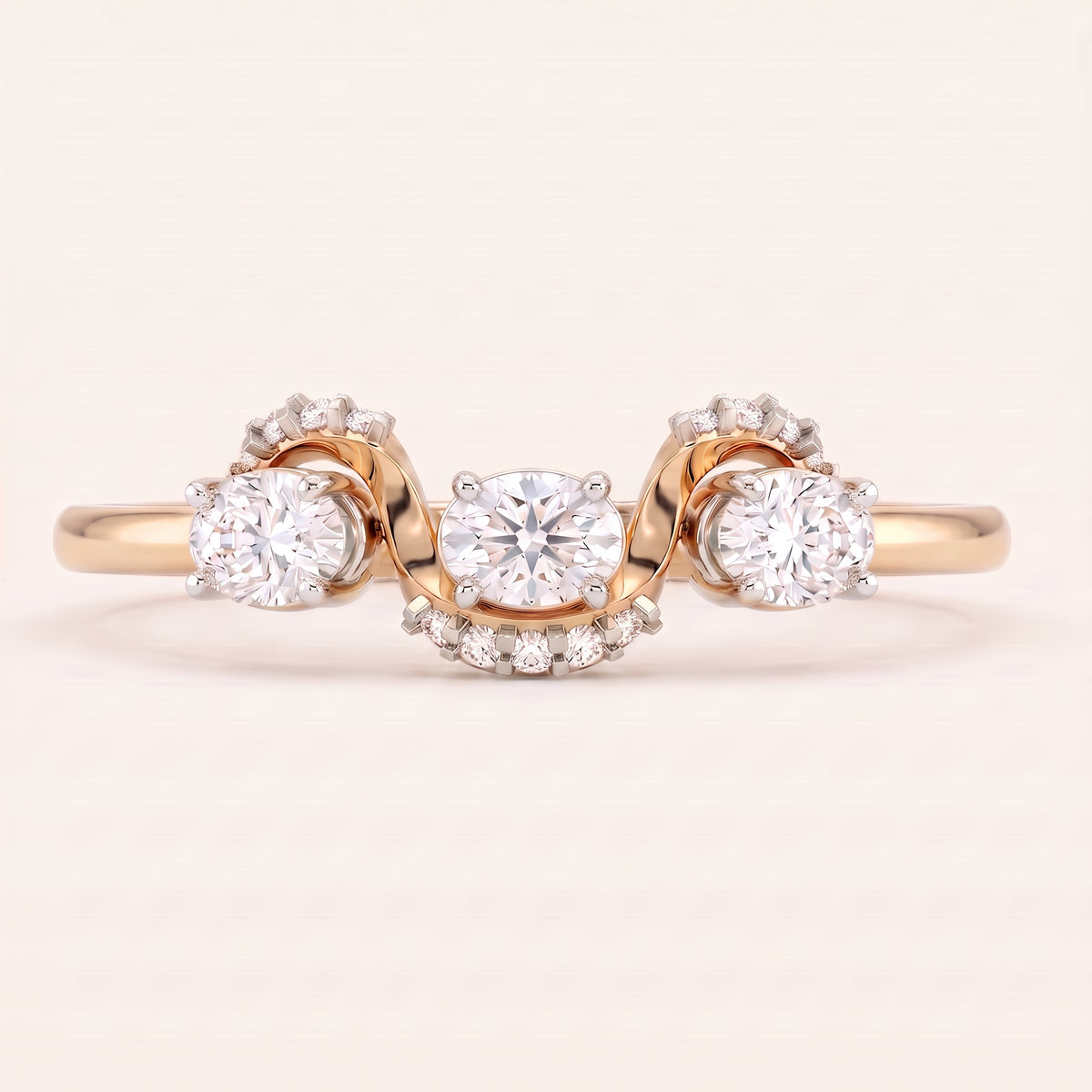 Trefoil lab-grown diamond ring, view 8
