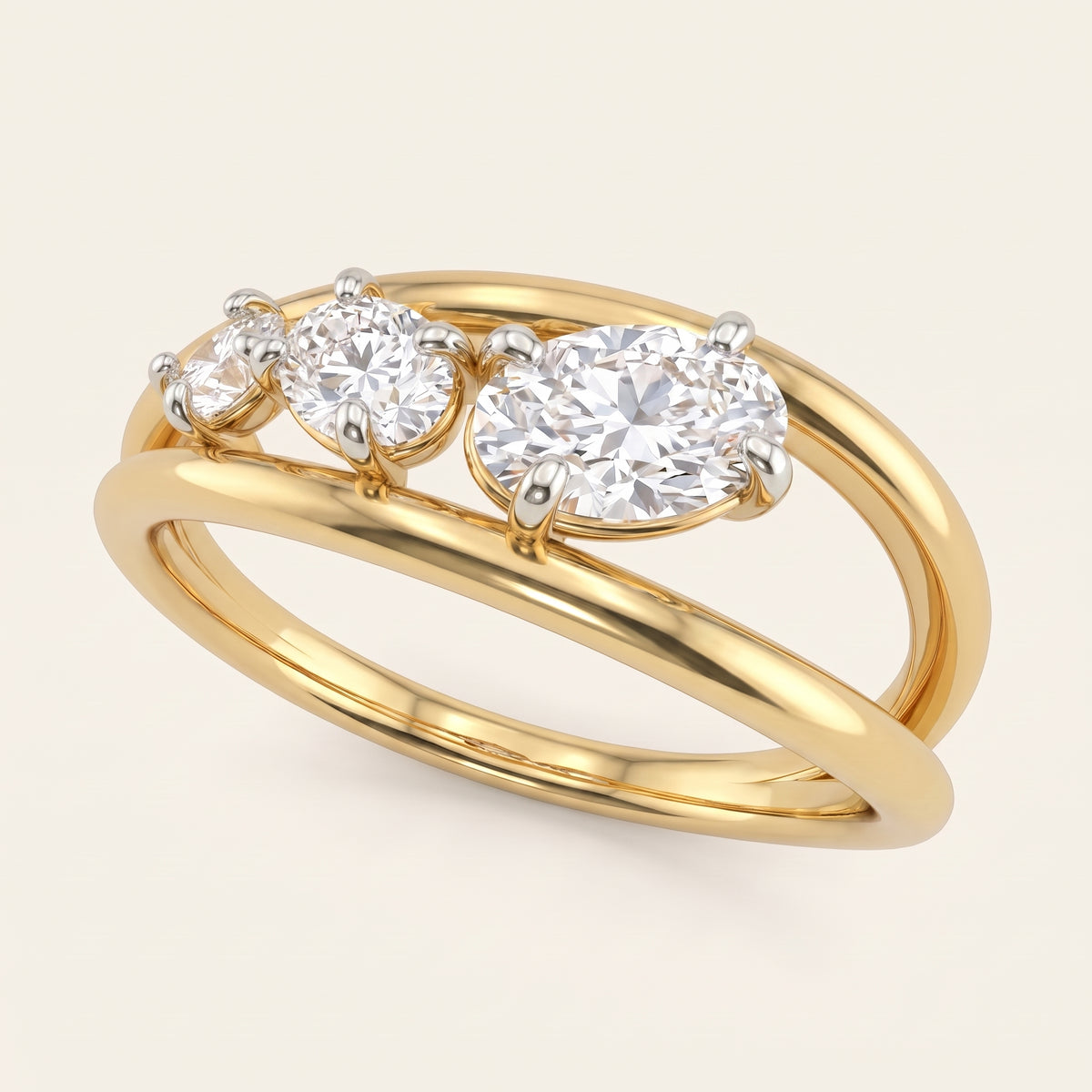Wishbone lab-grown diamond ring, view 2