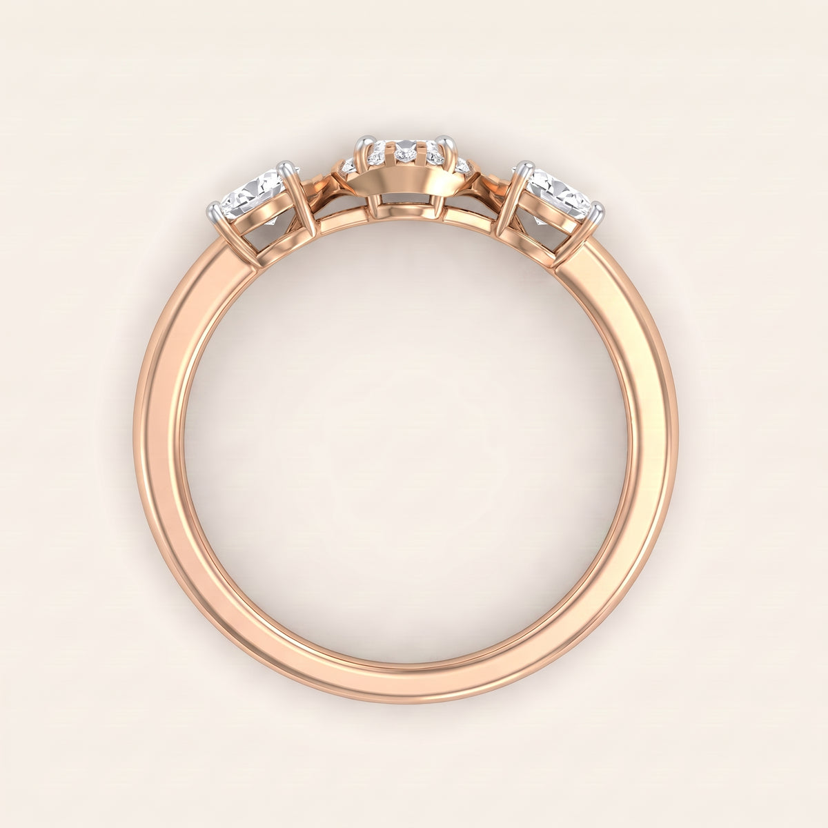 Trefoil lab-grown diamond ring, view 5