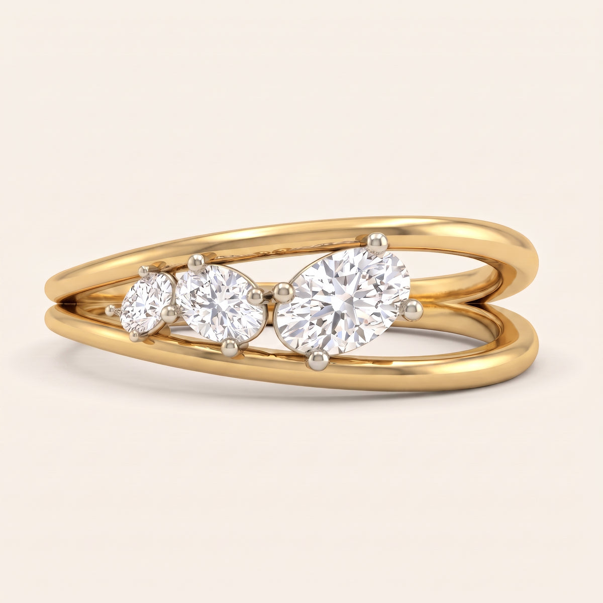 Wishbone lab-grown diamond ring, view 3