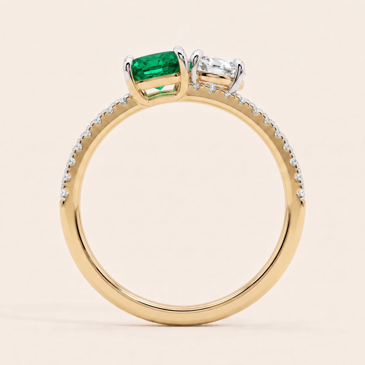 Jade lab-grown diamond ring