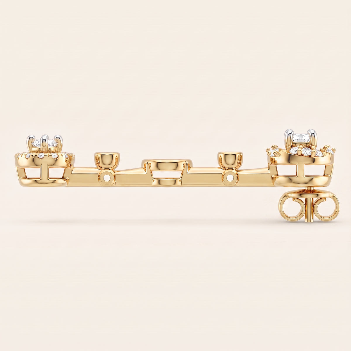 Baton lab-grown diamond earrings, view 3