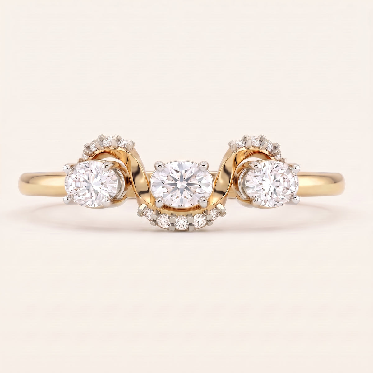 Trefoil lab-grown diamond ring, view 4