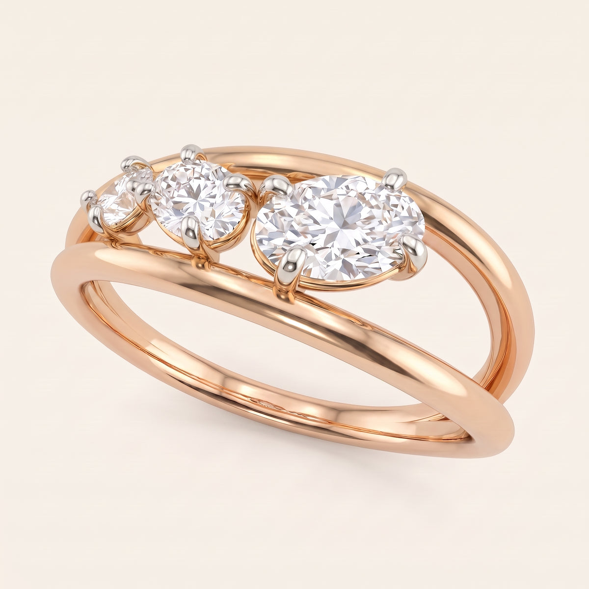 Wishbone lab-grown diamond ring, view 6