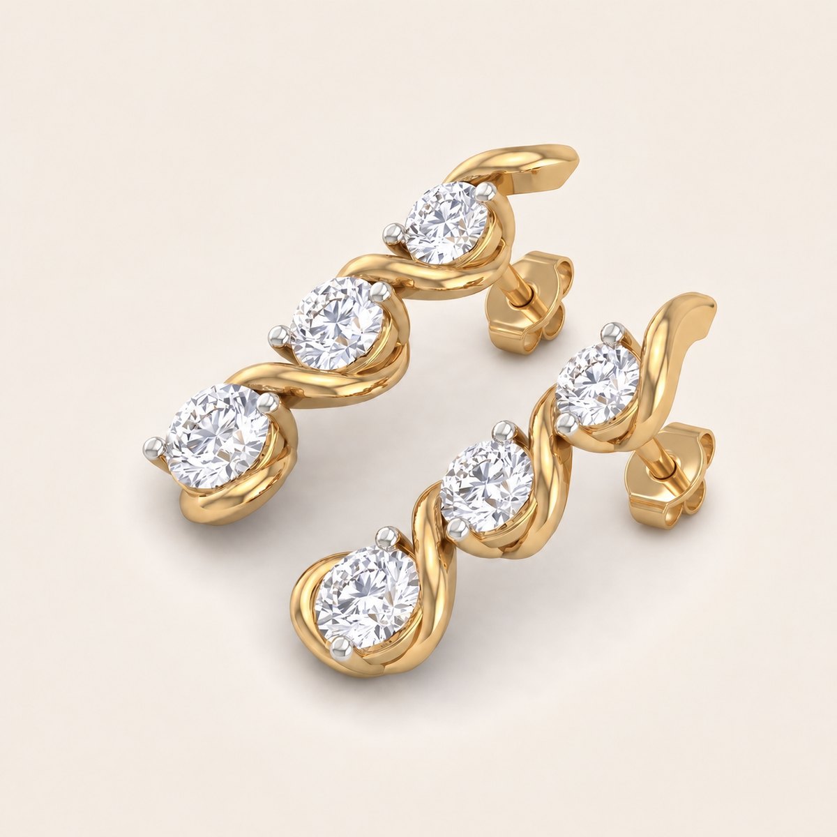 Cascade lab-grown diamond earrings, view 3
