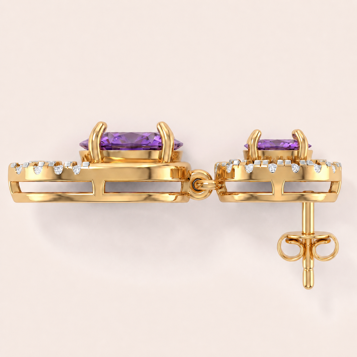 Lilac lab-grown diamond earrings