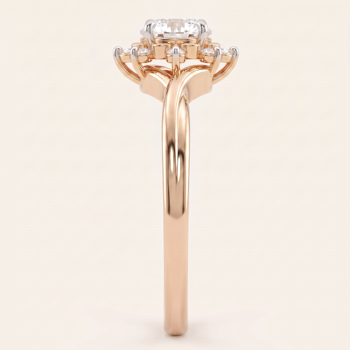 Camellia lab-grown diamond ring, view 5