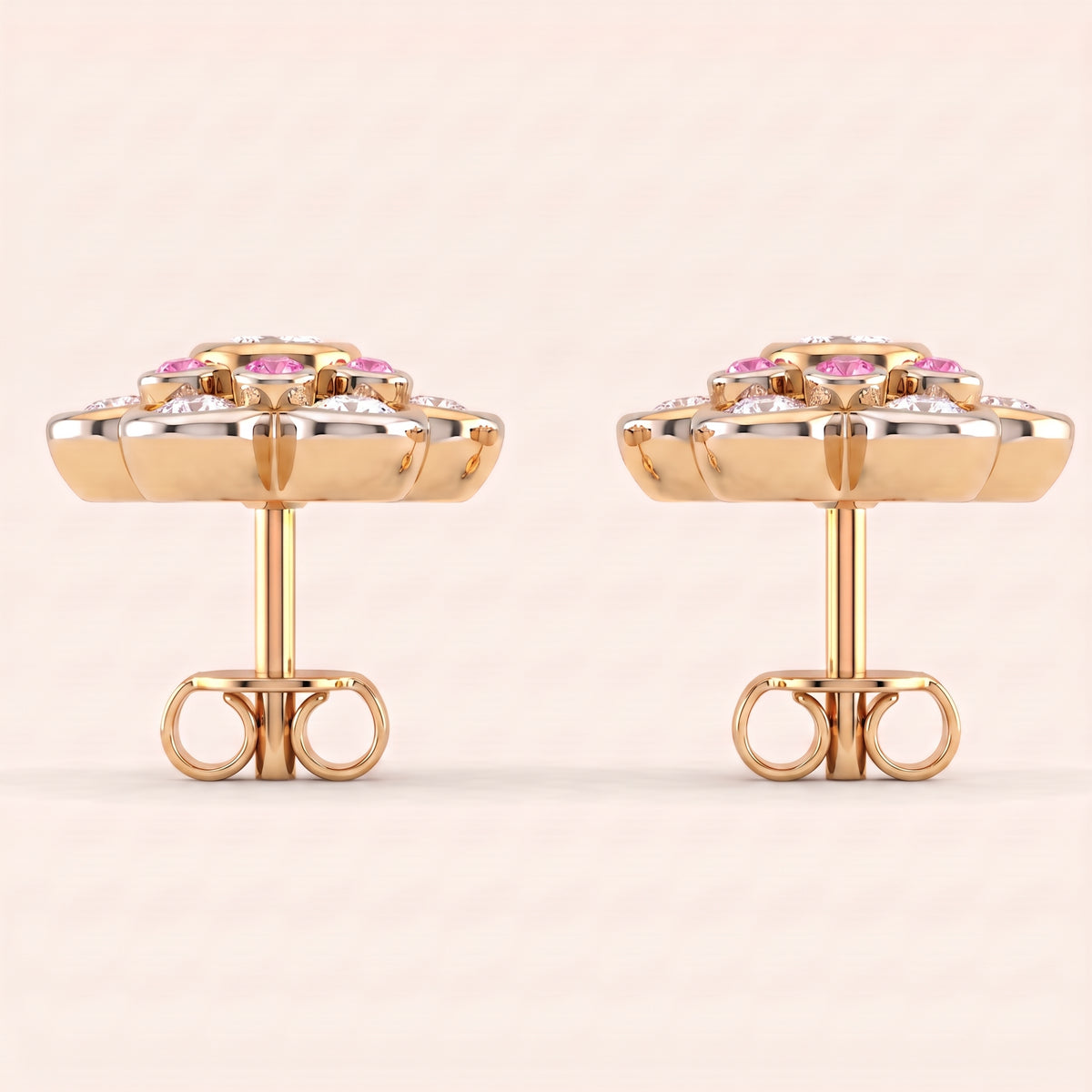 Sakura lab-grown diamond earrings, view 6
