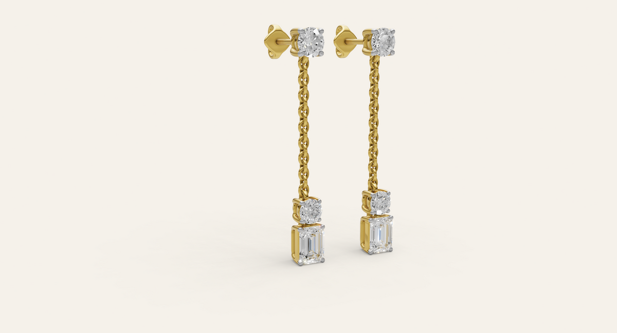 Pendulum lab-grown diamond earrings, view 1