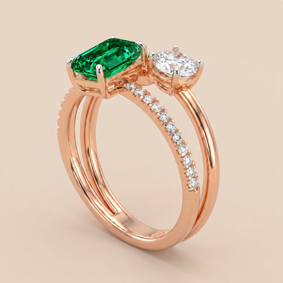 Jade lab-grown diamond ring, view 5