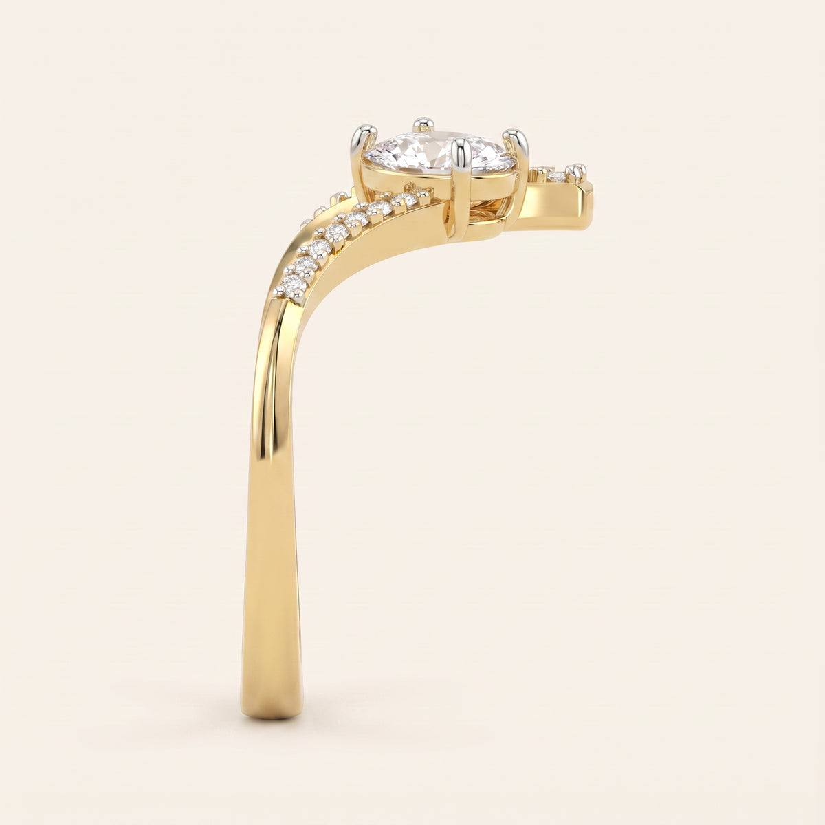 Chevron lab-grown diamond ring, view 4
