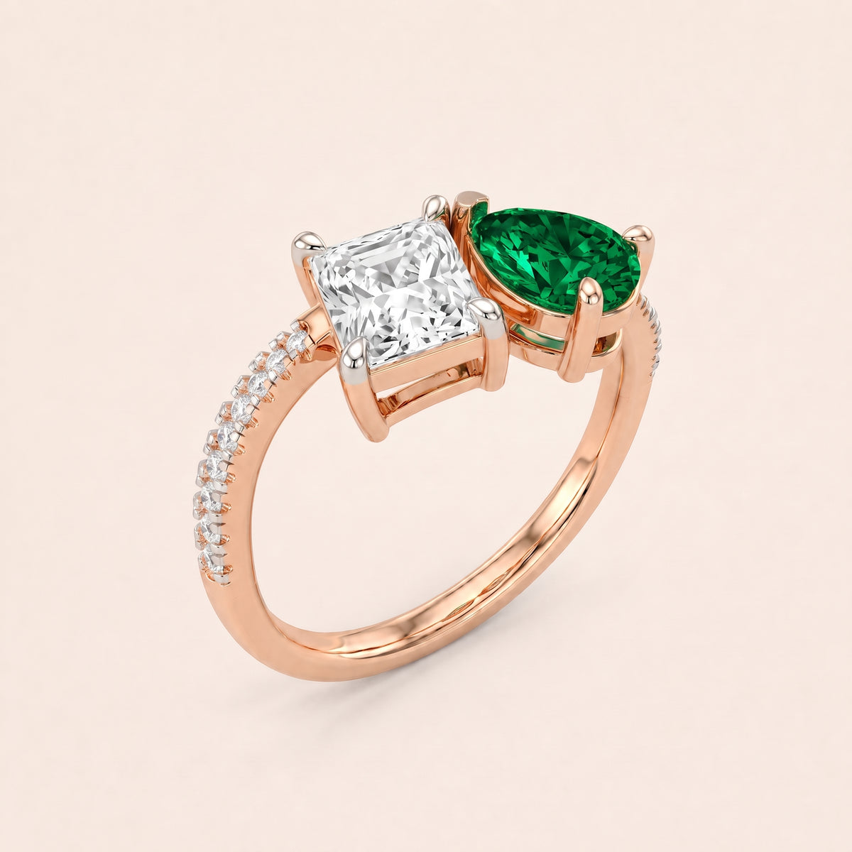 Duet lab-grown diamond ring, view 3