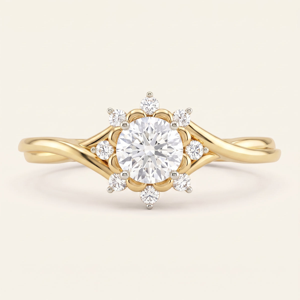 Camellia lab-grown diamond ring, view 4