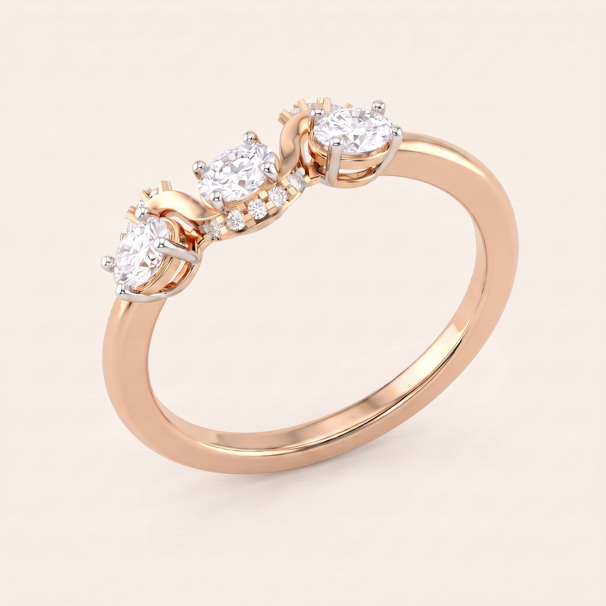 Trefoil lab-grown diamond ring, view 7
