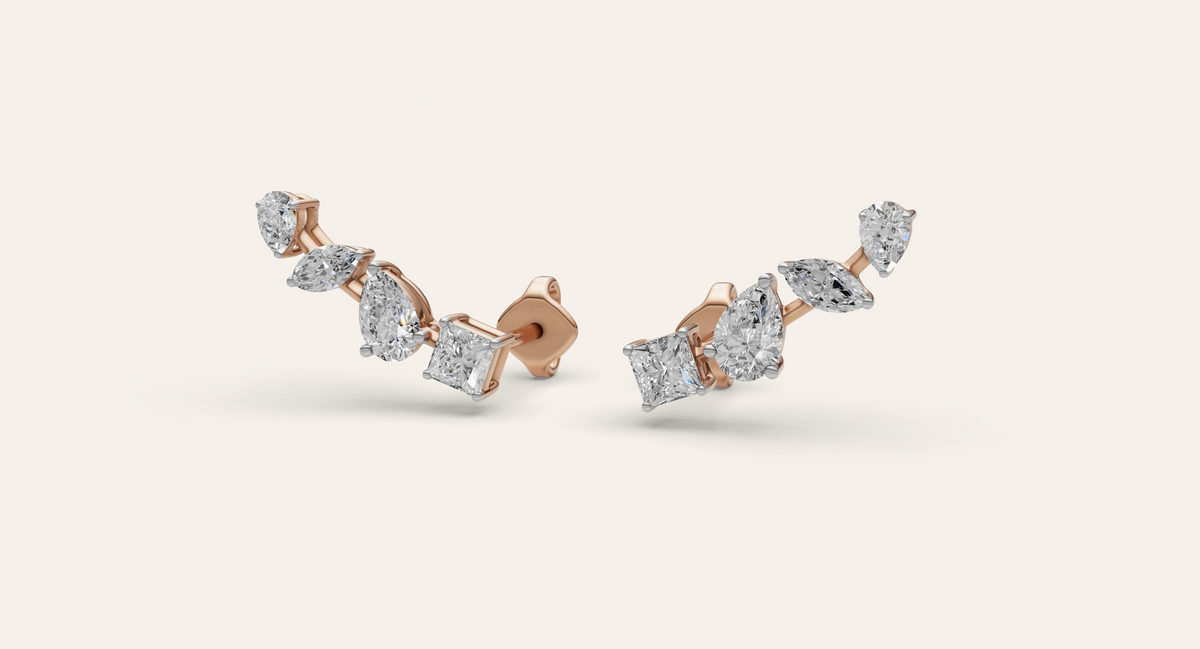 Melody lab-grown diamond earrings, view 2