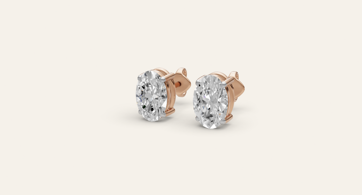 Ovale lab-grown diamond earrings in rose gold