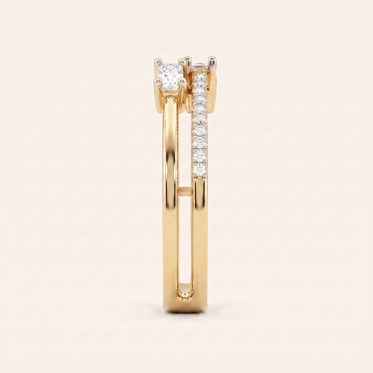 Parallel lab-grown diamond ring, view 4