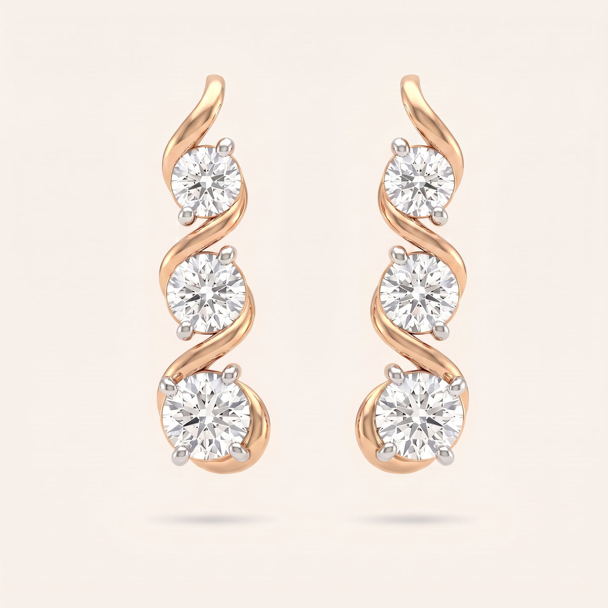 Cascade lab-grown diamond earrings, view 2