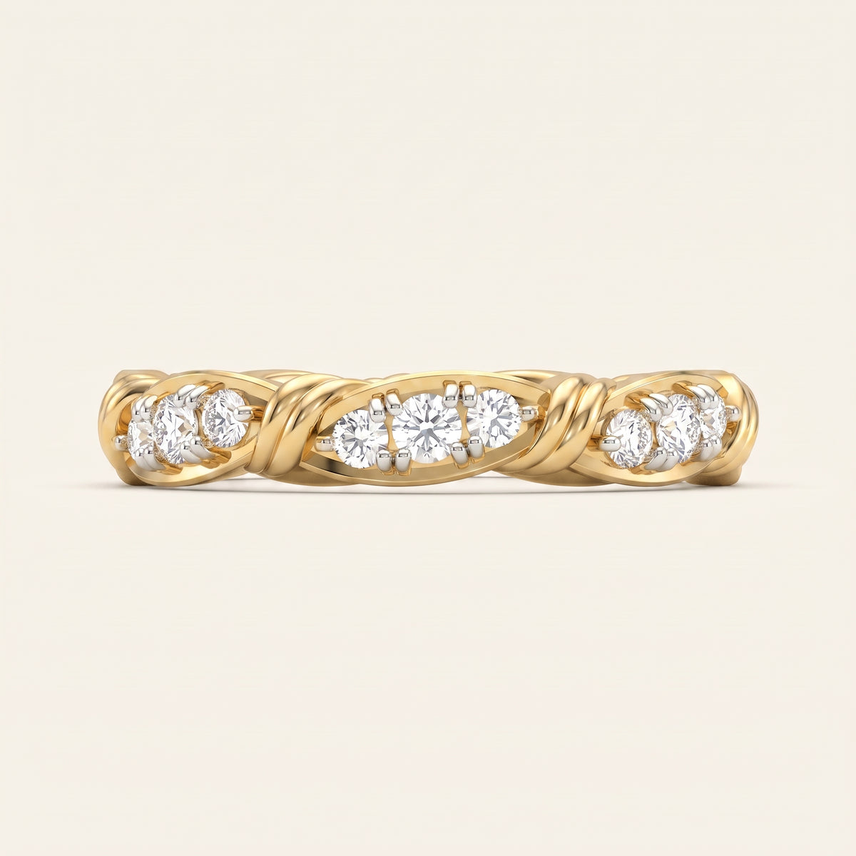 Bamboo lab-grown diamond ring, view 3