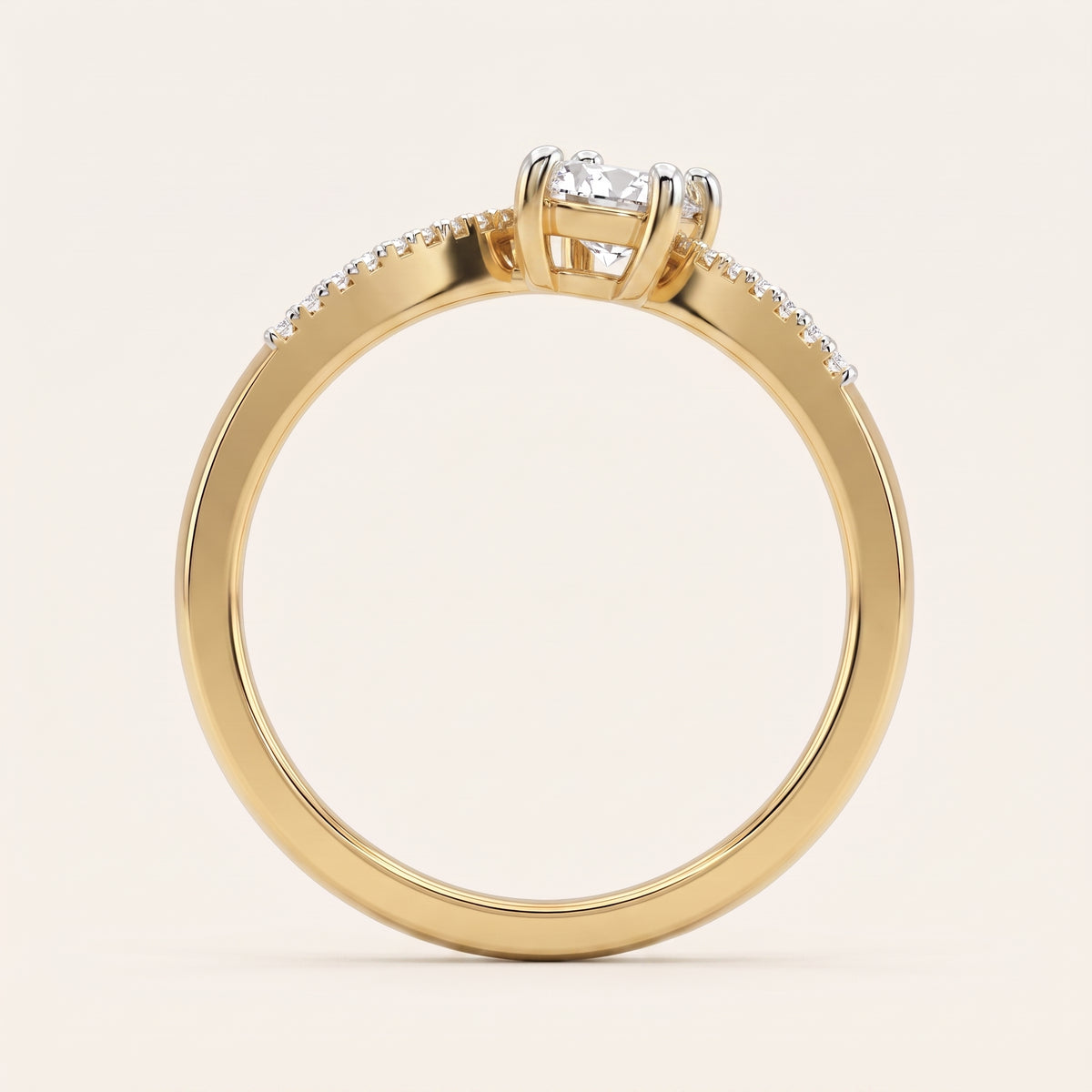 Chevron lab-grown diamond ring, view 2