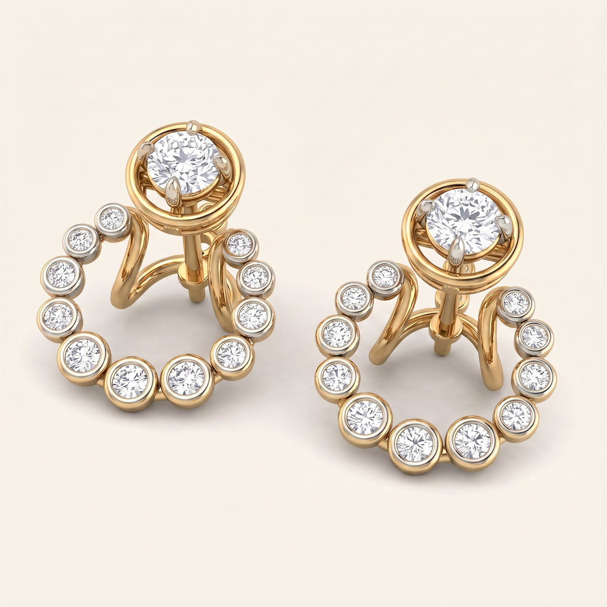 Saturn lab-grown diamond earrings, view 2