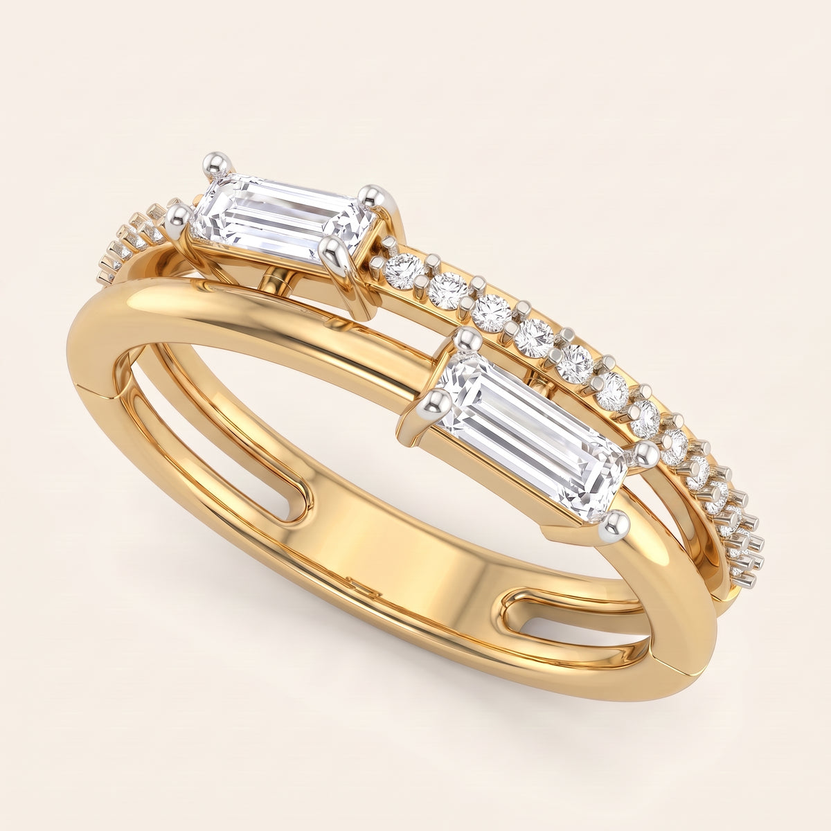 Parallel lab-grown diamond ring