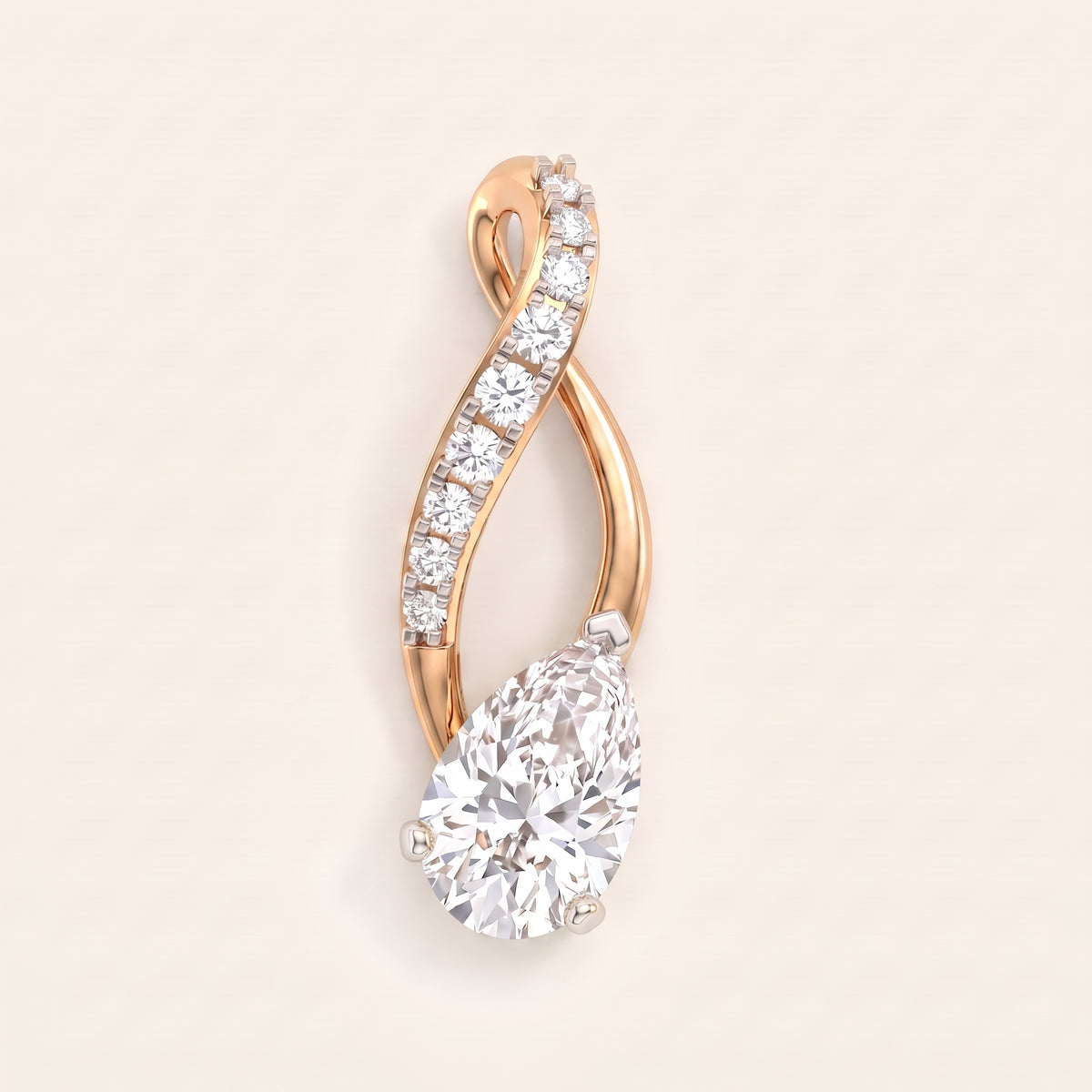 Ribbon lab-grown diamond pendant, view 5