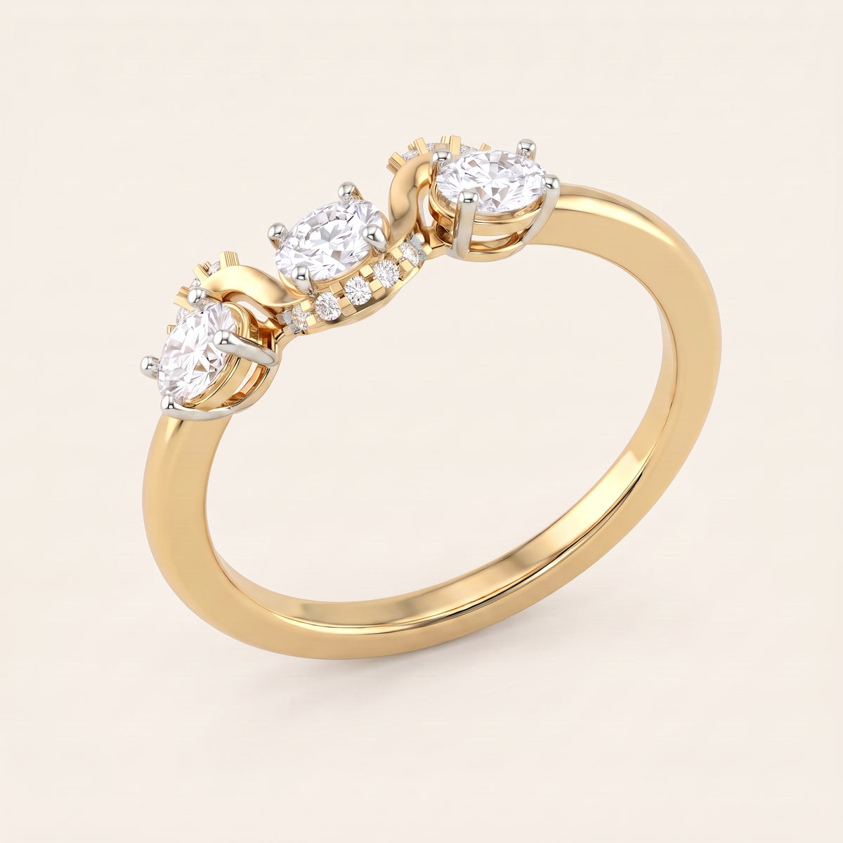 Trefoil lab-grown diamond ring, view 3