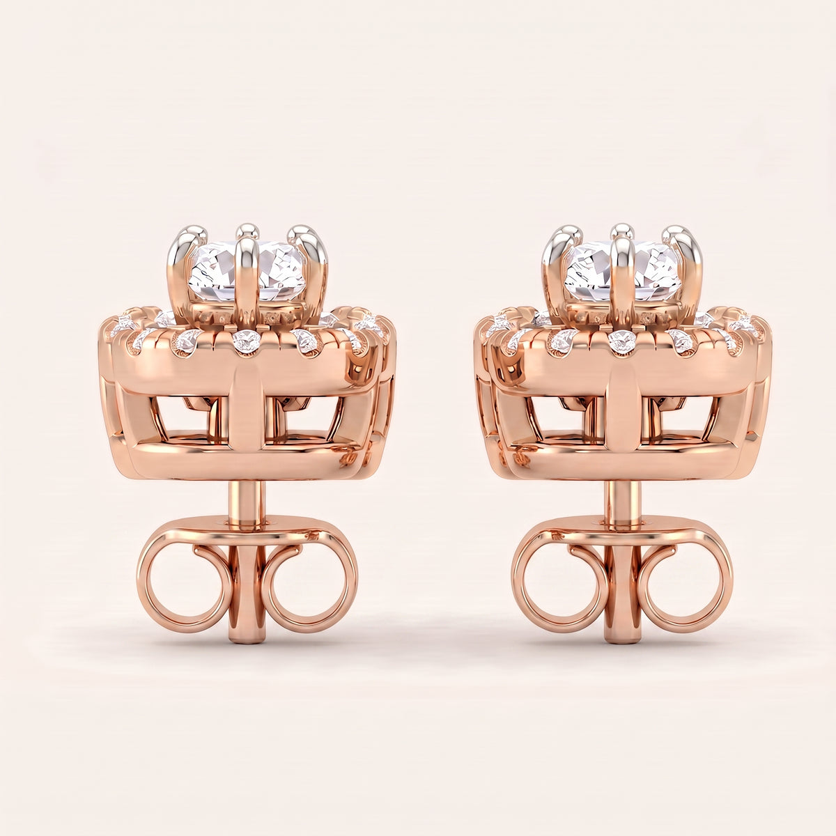 Baton lab-grown diamond earrings, view 6
