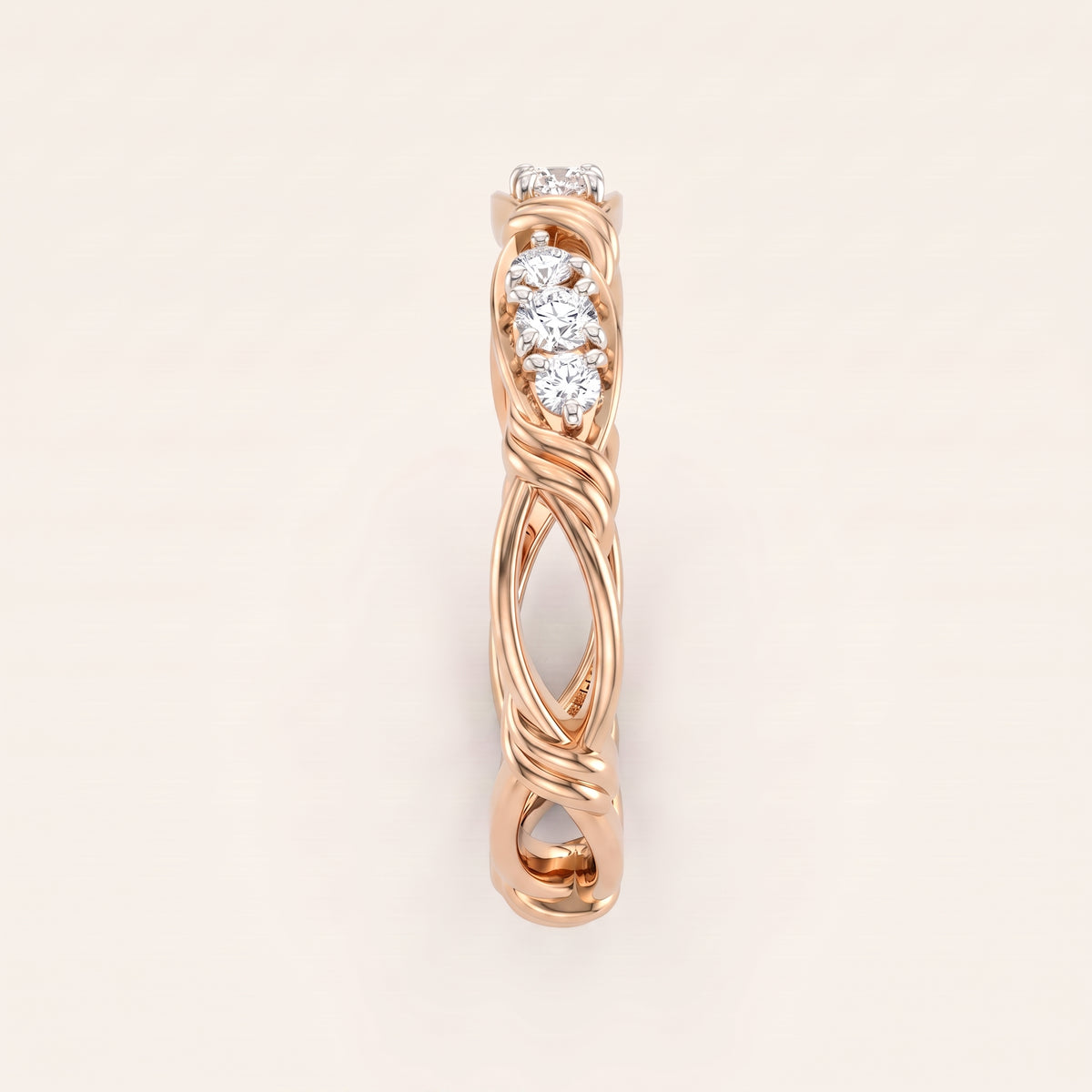 Bamboo lab-grown diamond ring, view 6