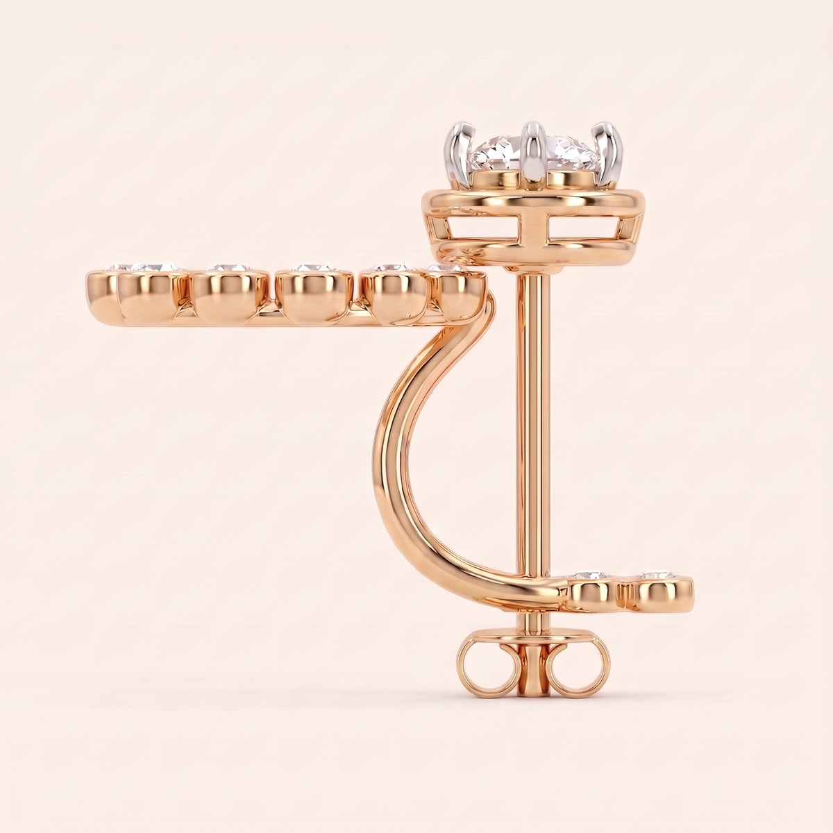 Saturn lab-grown diamond earrings, view 8