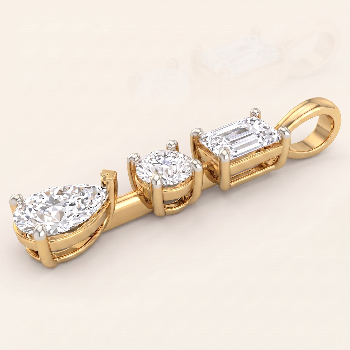 Triad lab-grown diamond pendant, view 3