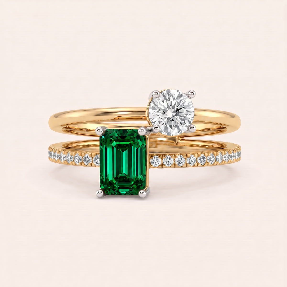 Jade lab-grown diamond ring, view 3
