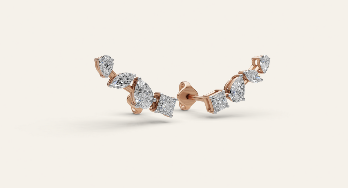 Melody lab-grown diamond earrings, view 3
