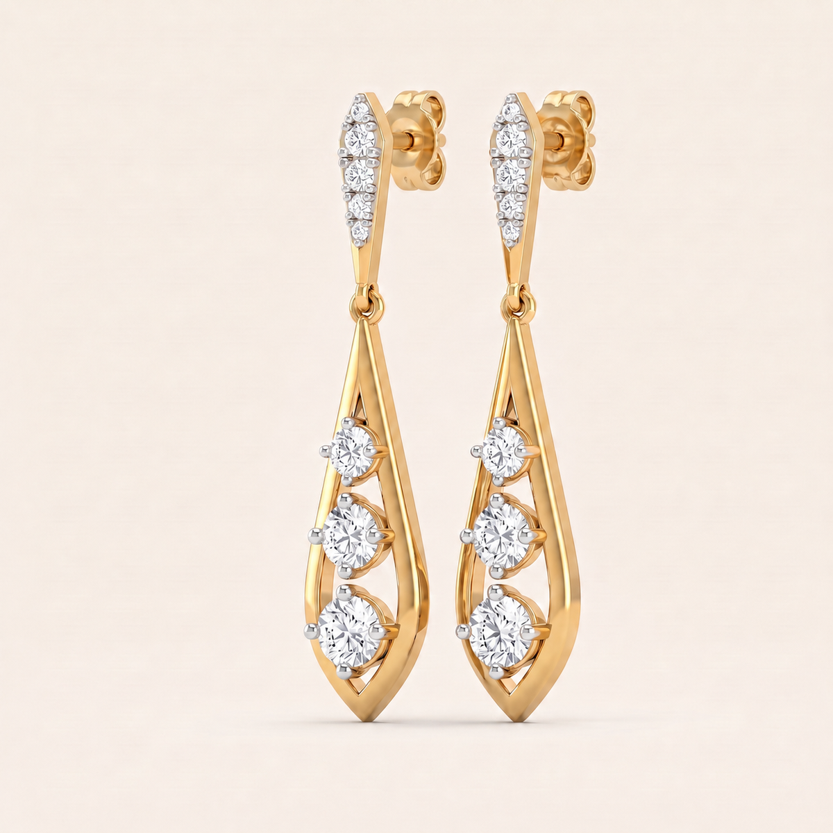 Lantern lab-grown diamond earrings, view 3