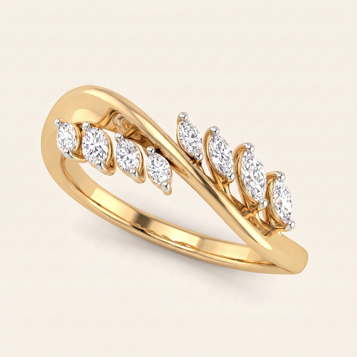 Plume lab-grown diamond ring, view 3