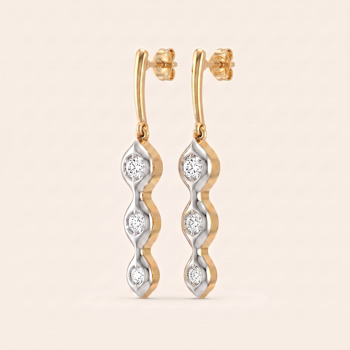 Droplet lab-grown diamond earrings, view 3