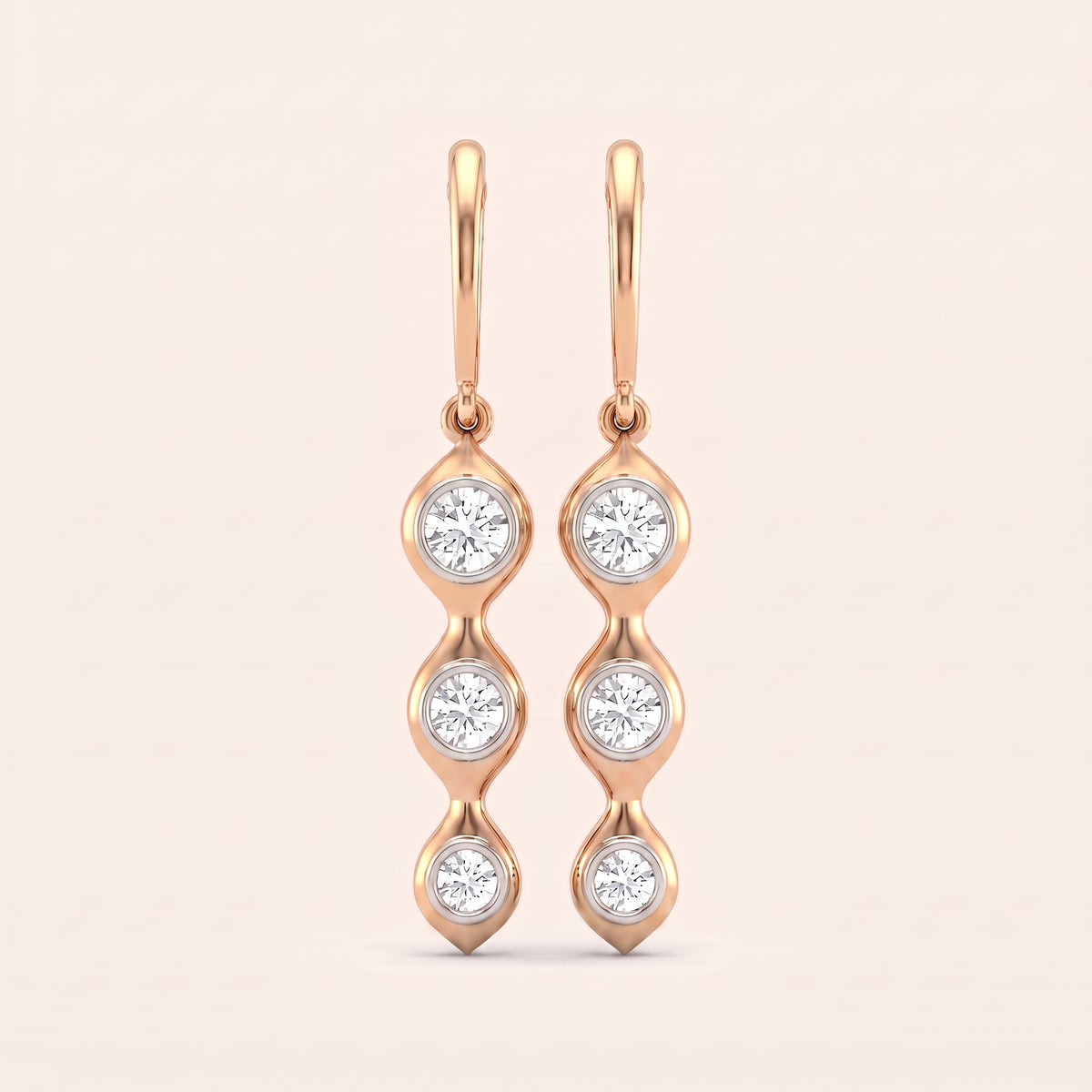 Droplet lab-grown diamond earrings, view 2
