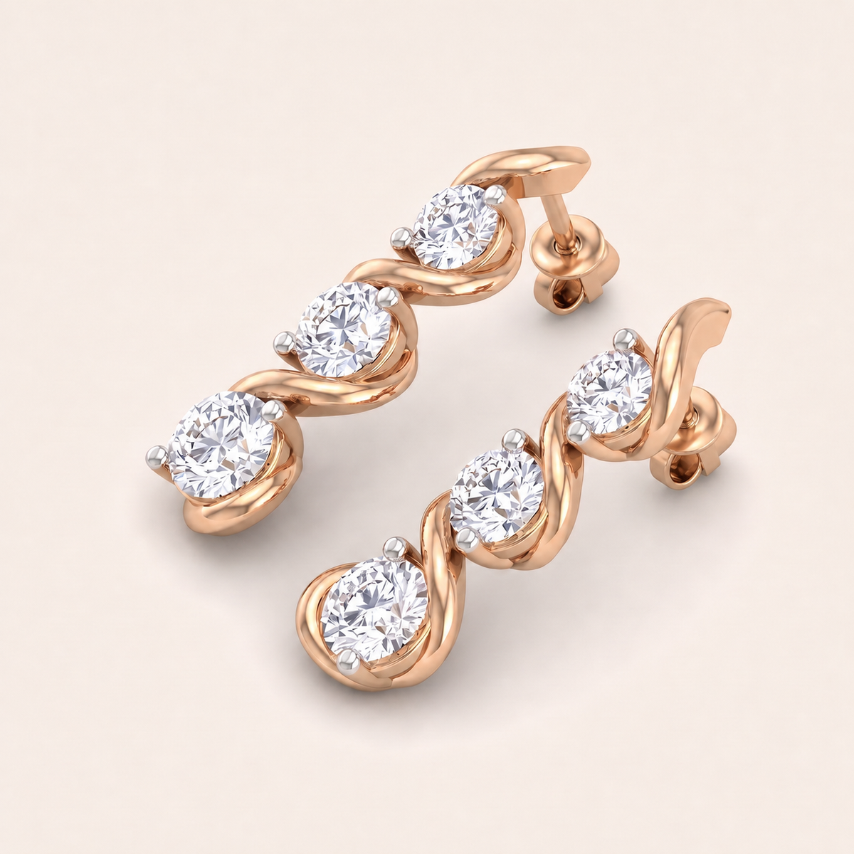 Cascade lab-grown diamond earrings, view 5