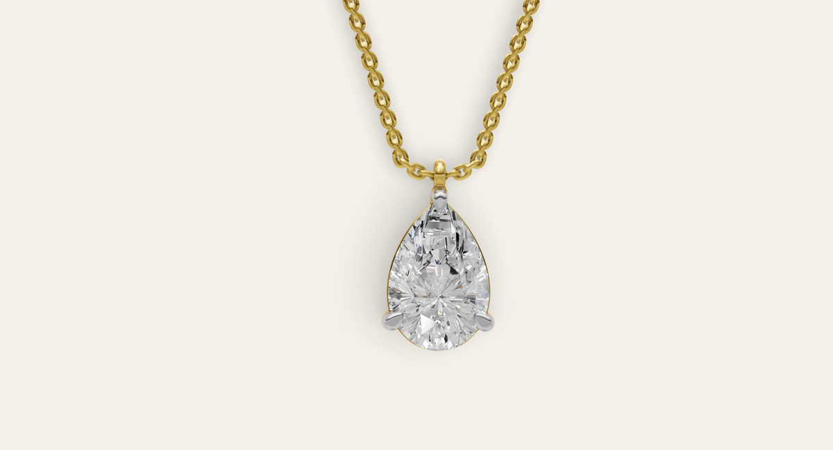 Larme lab-grown diamond pendant in yellow gold