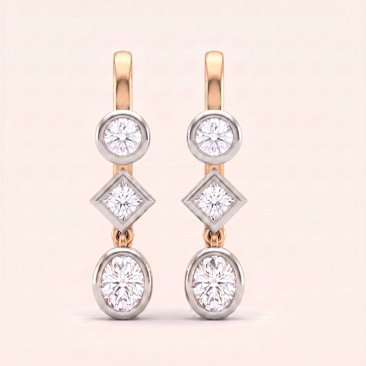 Totem lab-grown diamond earrings, view 2