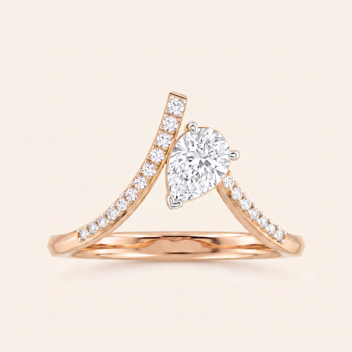 Chevron lab-grown diamond ring, view 5