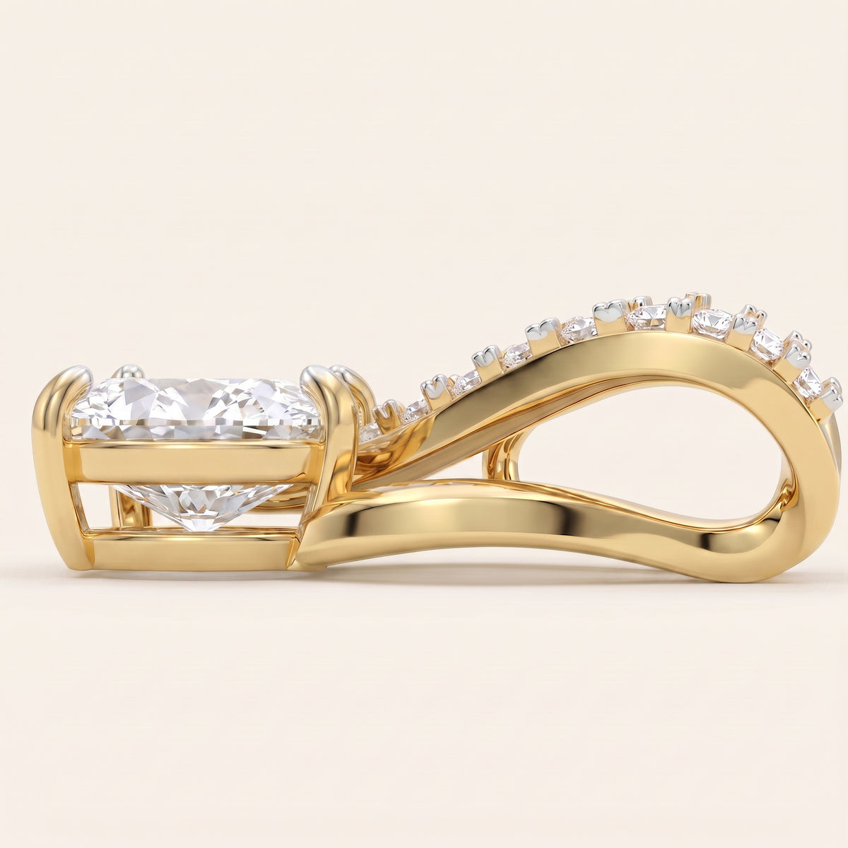 Ribbon lab-grown diamond pendant, view 3